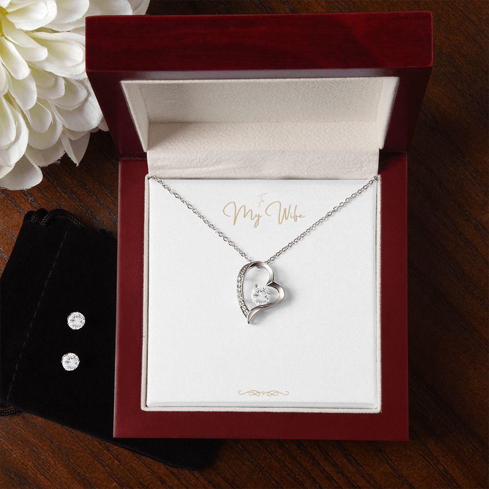 Romantic Gift Message Necklace and earring set for my wife