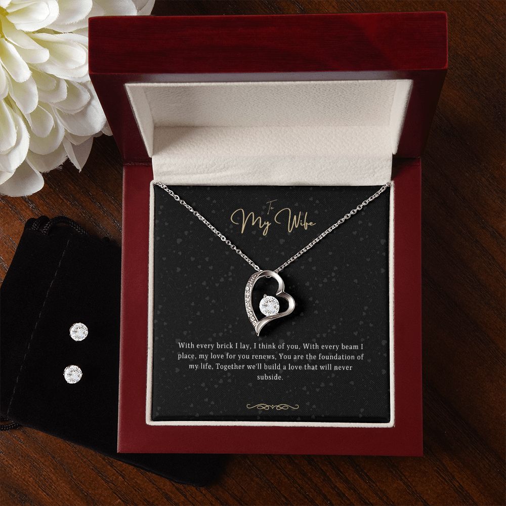 Anna - White Gold Heart Zirconian Necklace and earring set for my wife