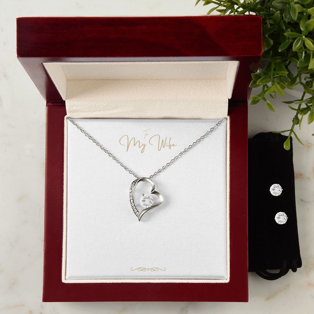 Romantic Gift Message Necklace and earring set for my wife