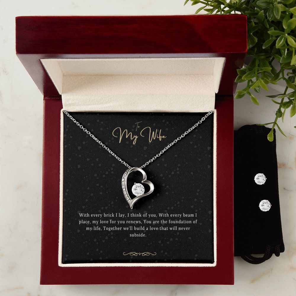 Anna - White Gold Heart Zirconian Necklace and earring set for my wife