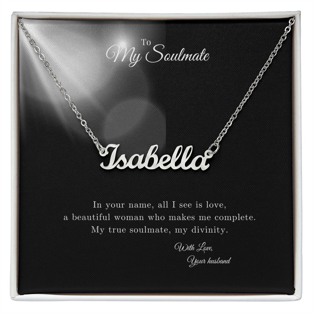 Gift Message Custom Named Soulmate Necklace for wife