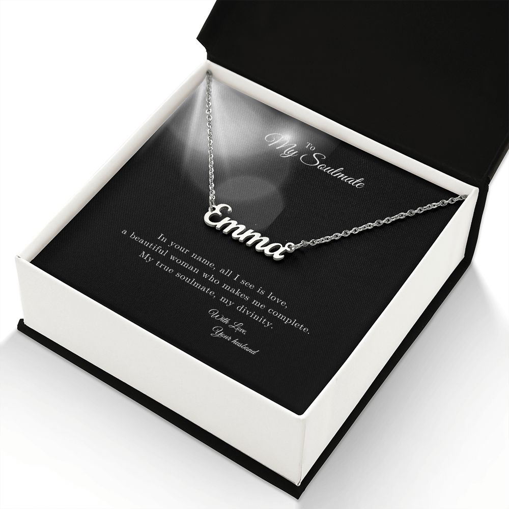 Gift Message Custom Named Soulmate Necklace for wife