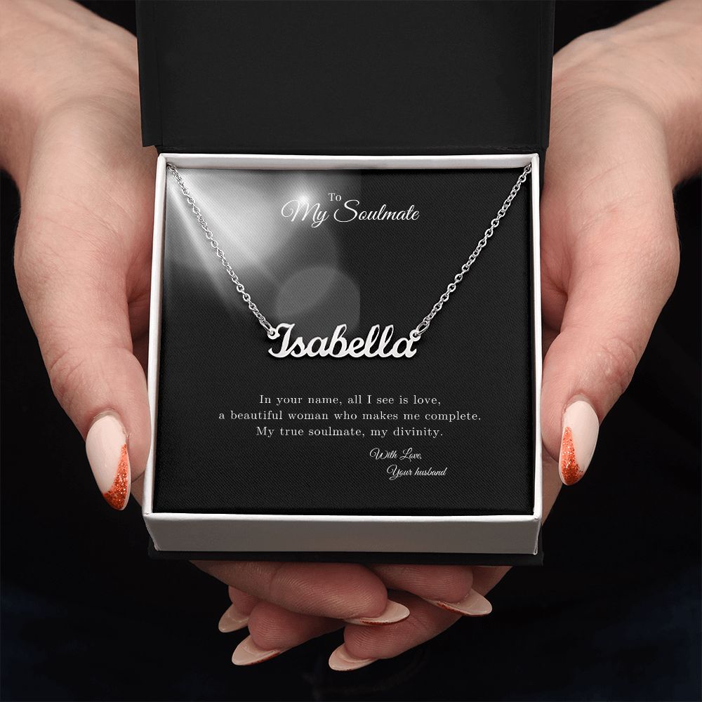 Gift Message Custom Named Soulmate Necklace for wife
