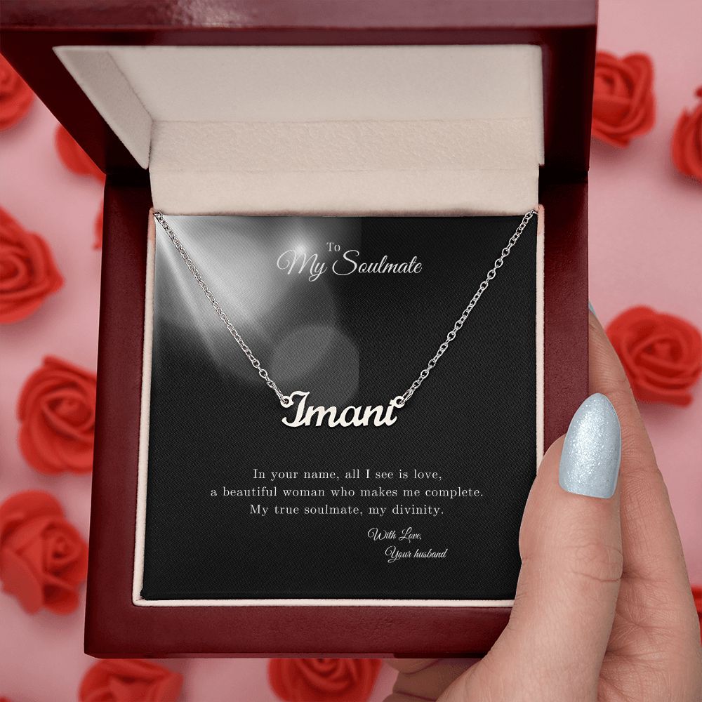 Gift Message Custom Named Soulmate Necklace for wife