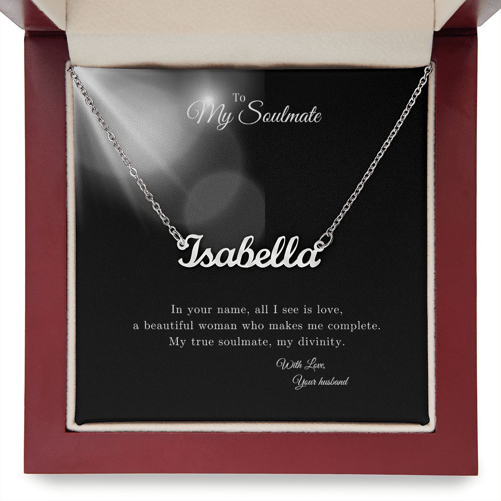 Gift Message Custom Named Soulmate Necklace for wife