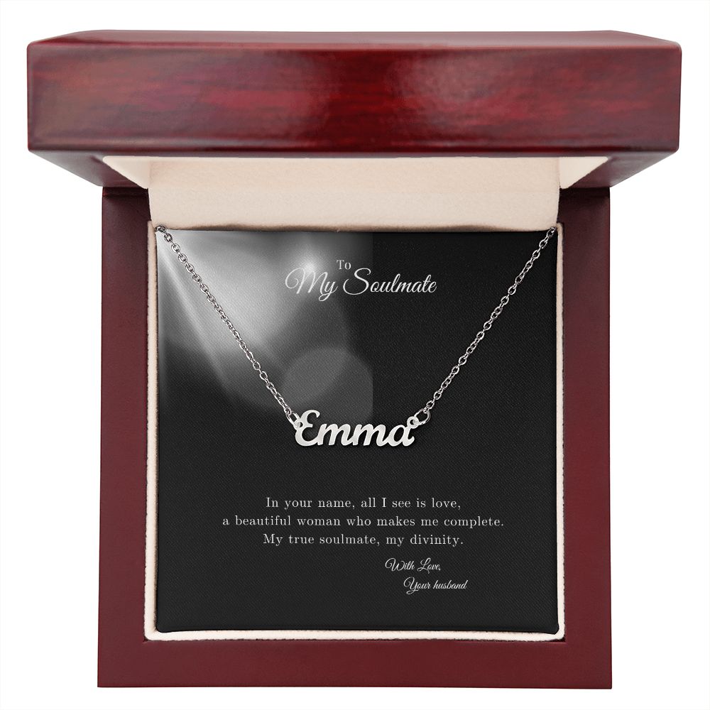 Gift Message Custom Named Soulmate Necklace for wife