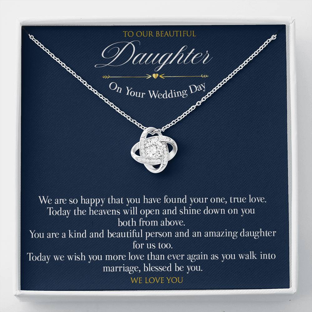 Love knot Gift Message CZ pendant for daughter