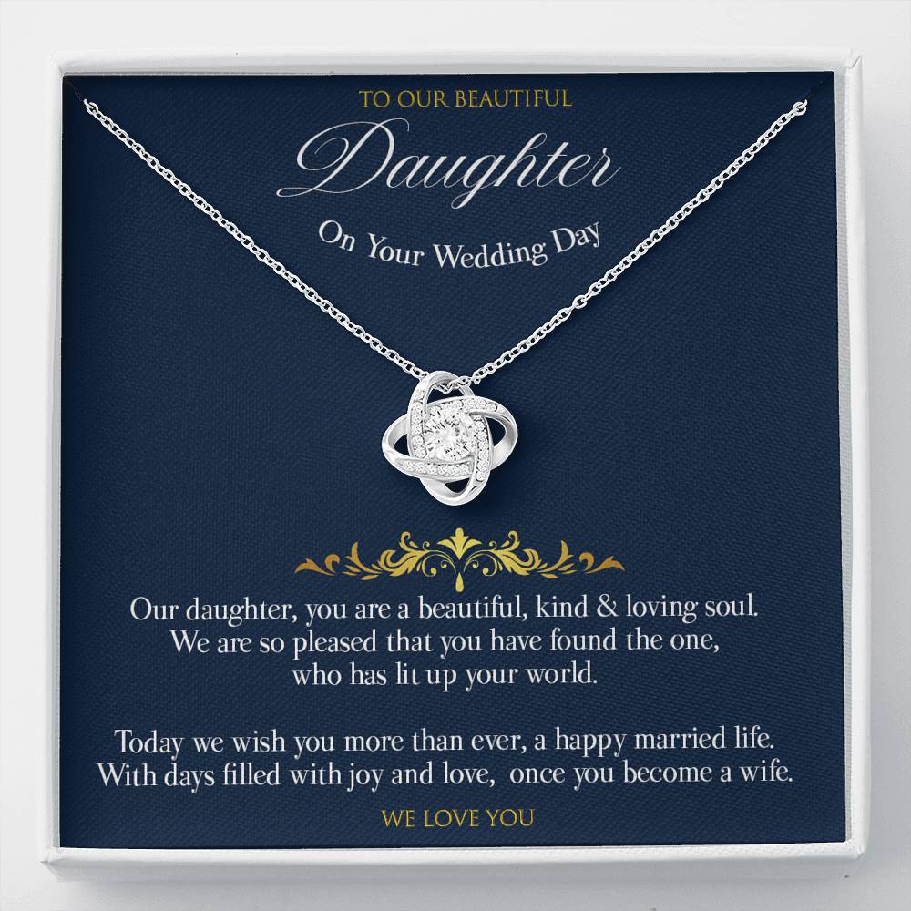 Love knot Gift Message pendant to Daughter on her Wedding day