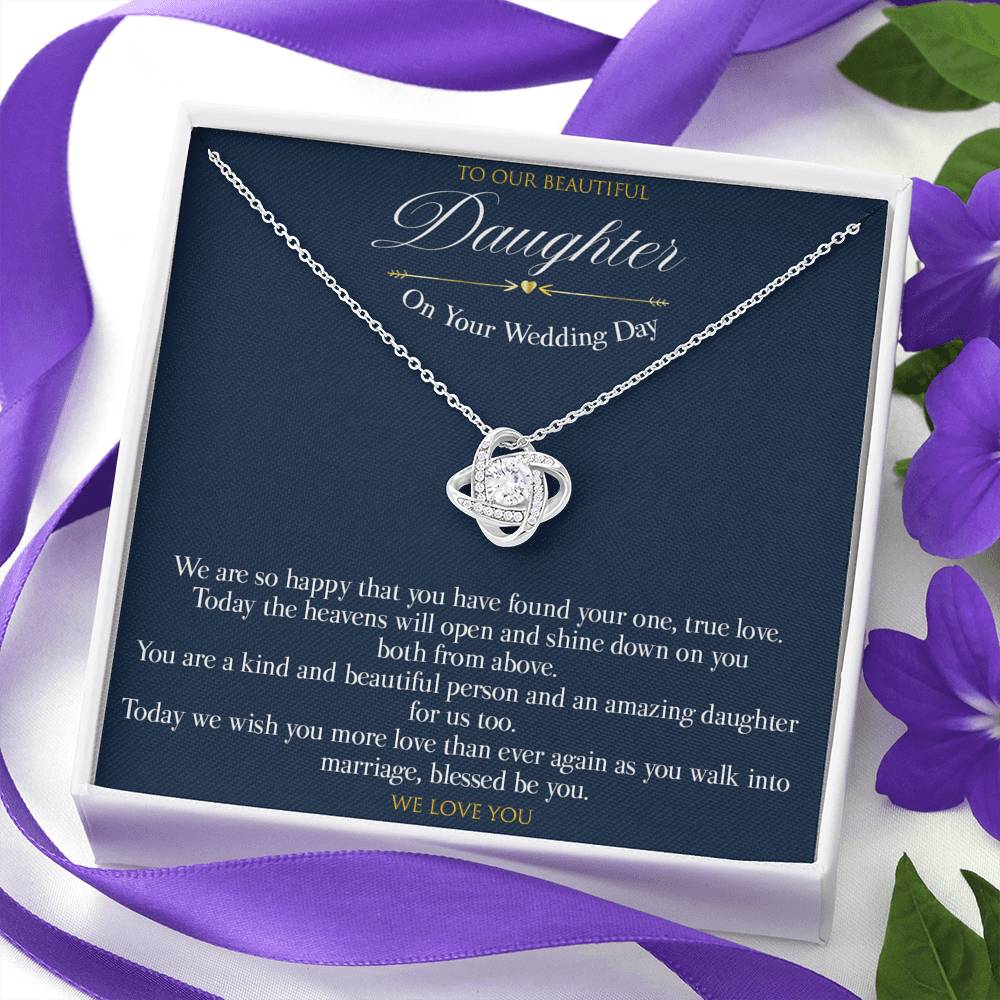 Love knot Gift Message CZ pendant for daughter