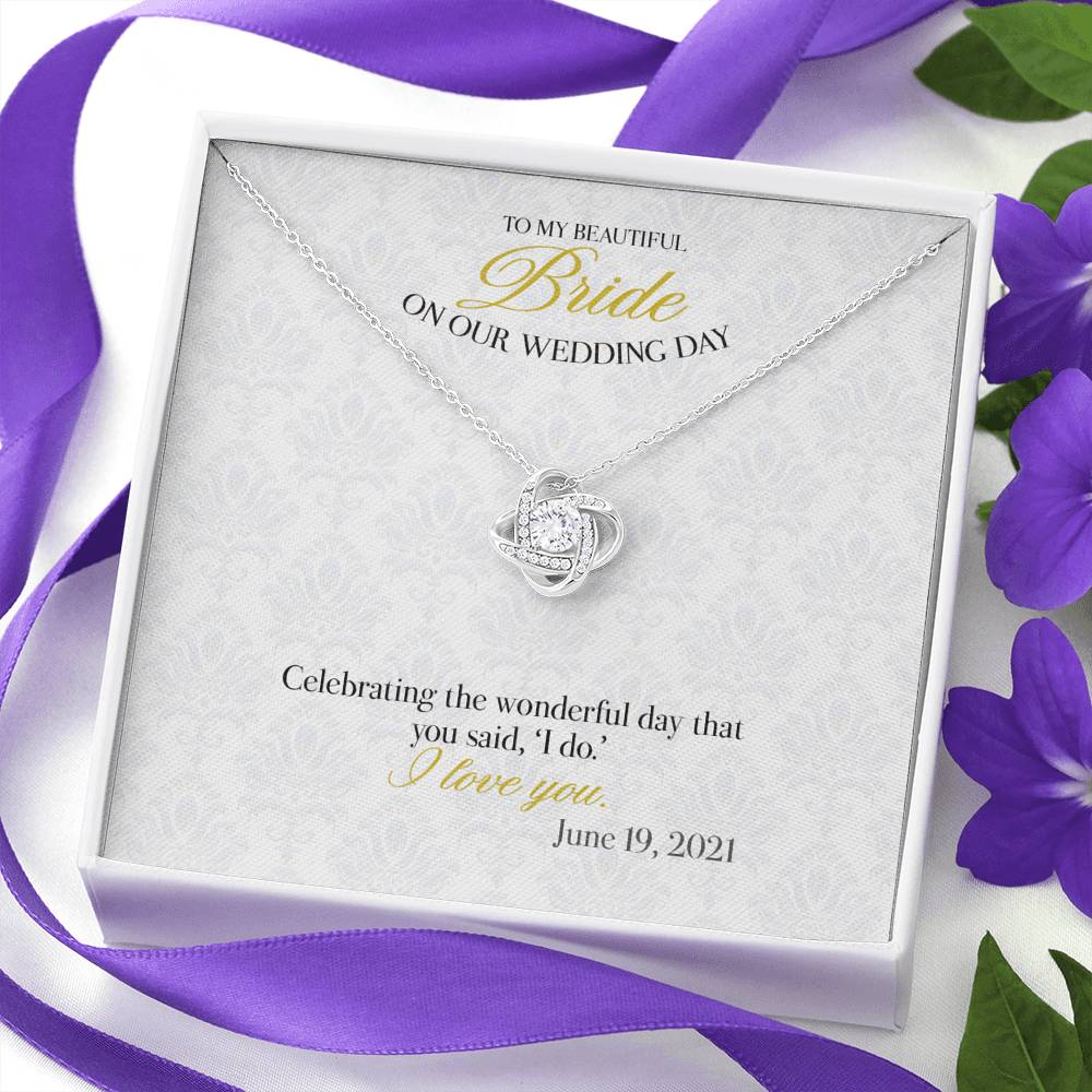 Gift Message necklace for Bride from Groom