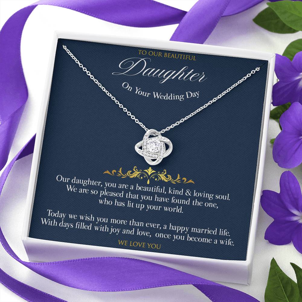 Love knot Gift Message pendant to Daughter on her Wedding day