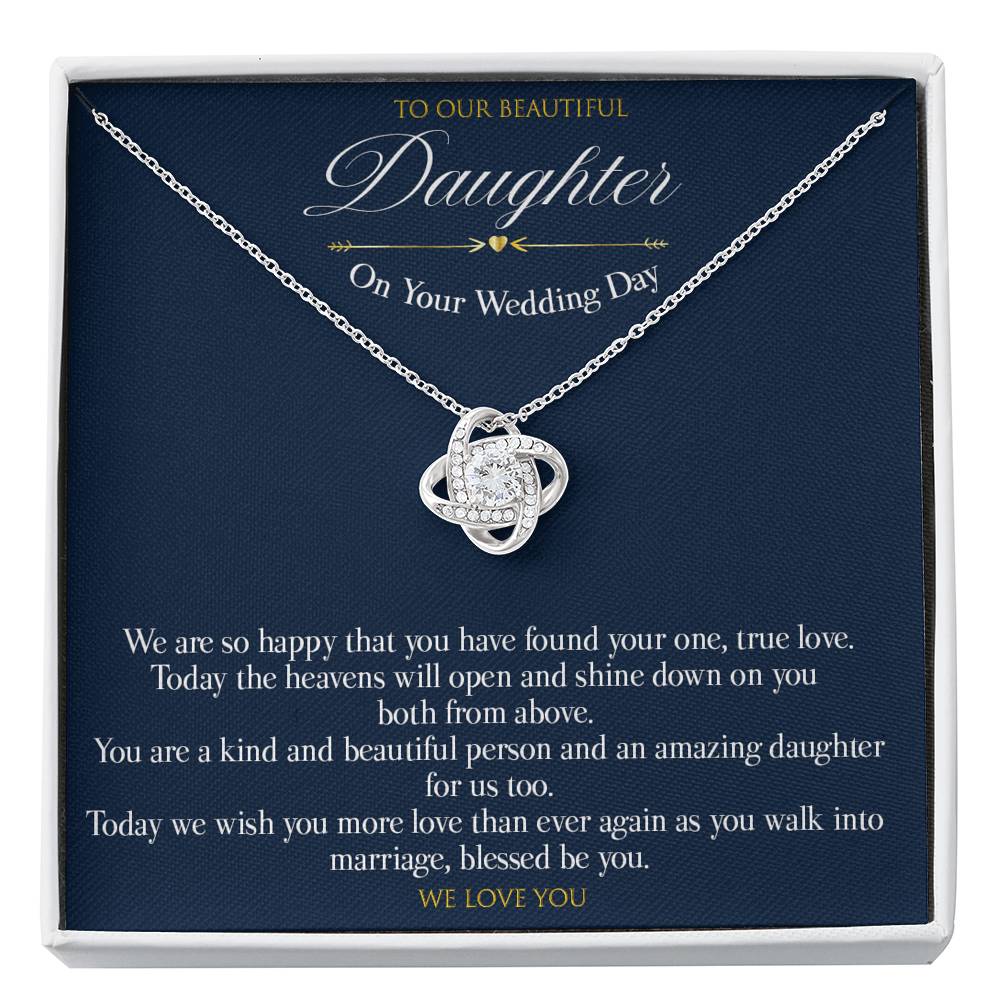 Love knot Gift Message CZ pendant for daughter
