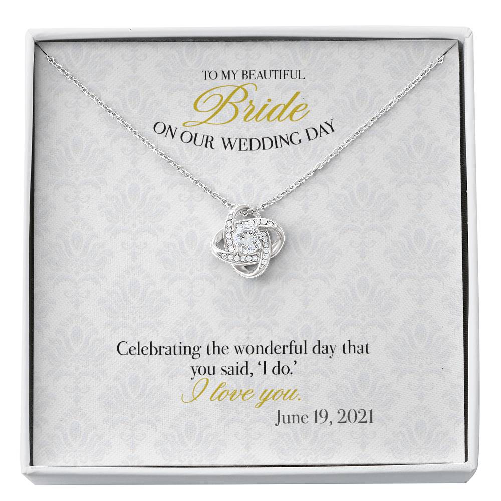Gift Message necklace for Bride from Groom