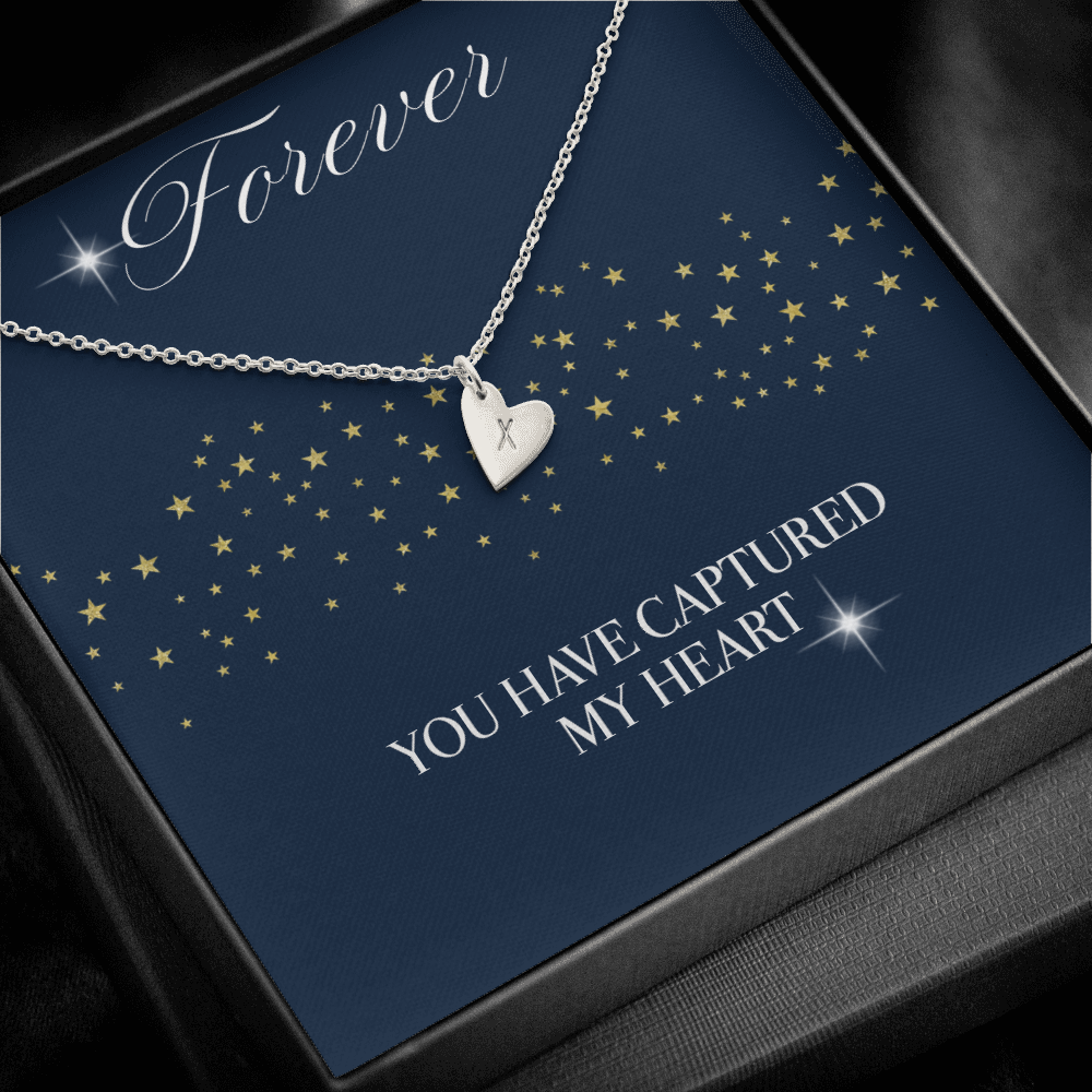 Engraved Forever in love heart necklace