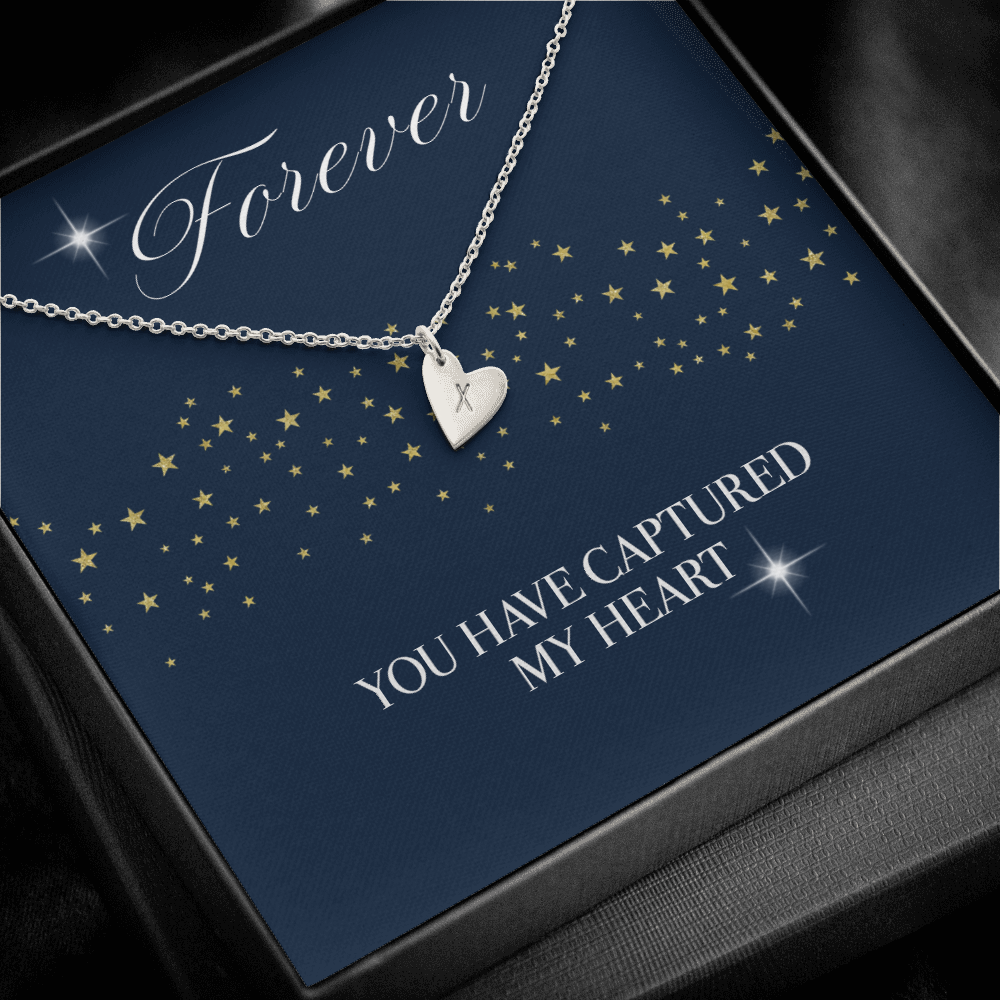 Engraved Forever in love heart necklace