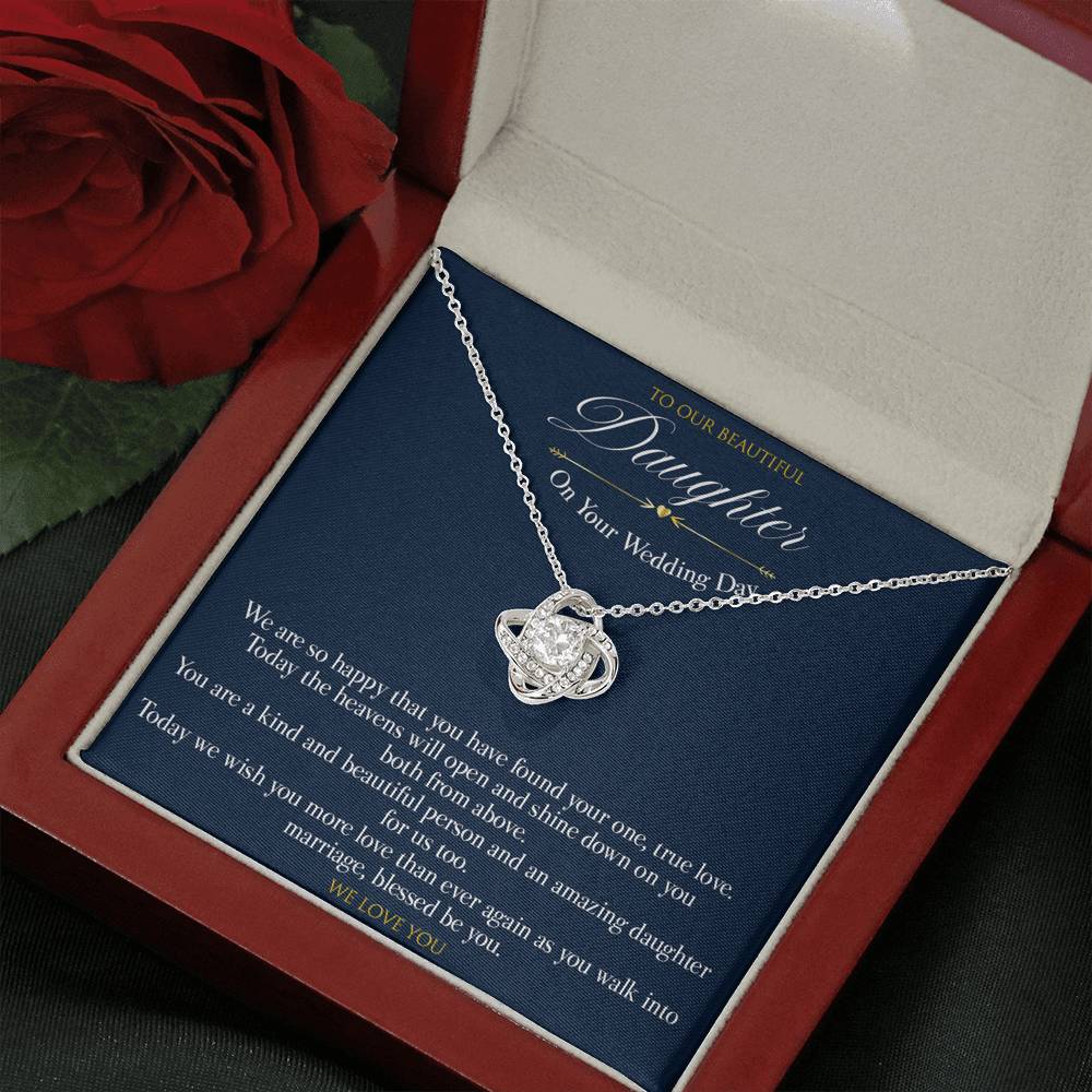 Love knot Gift Message CZ pendant for daughter