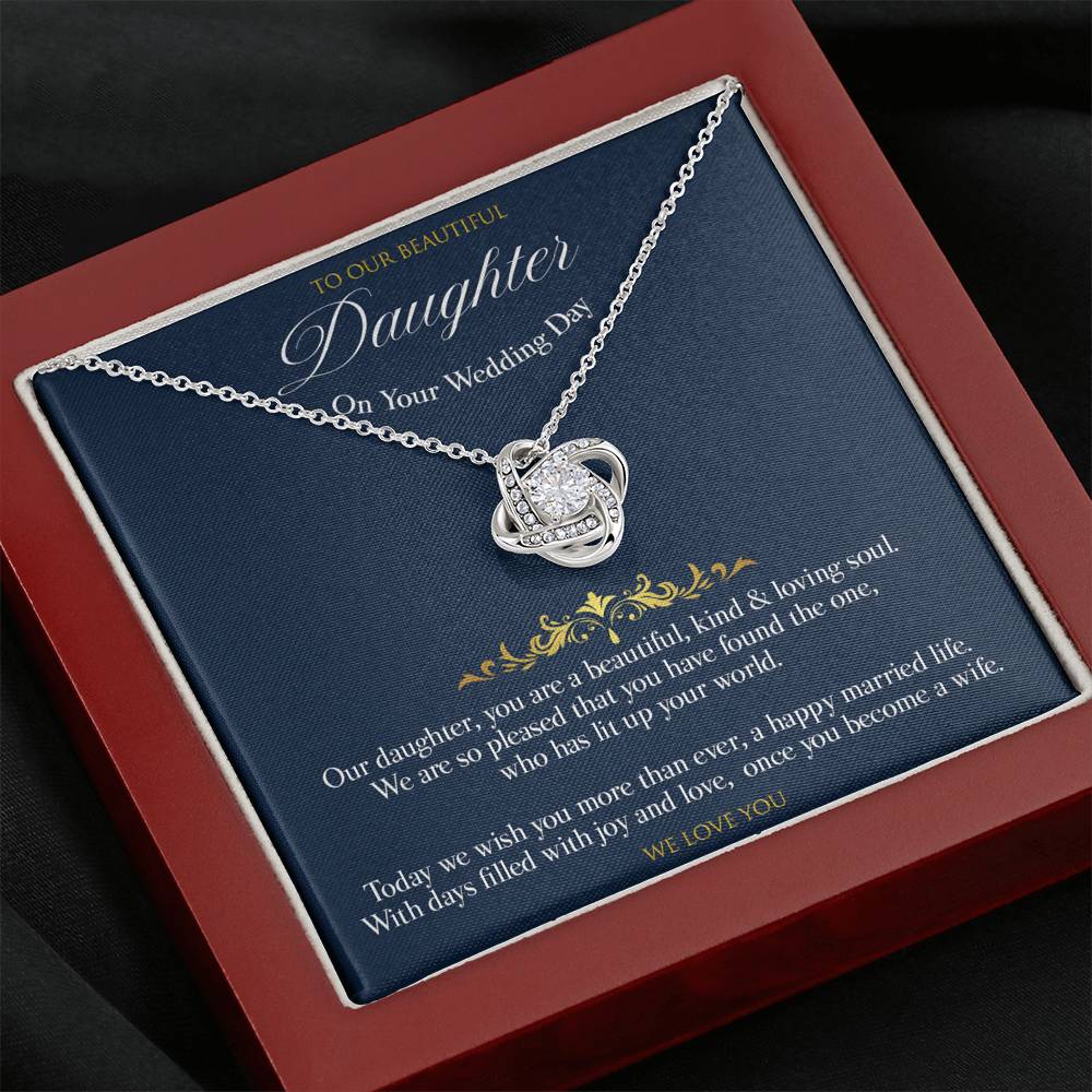 Love knot Gift Message pendant to Daughter on her Wedding day