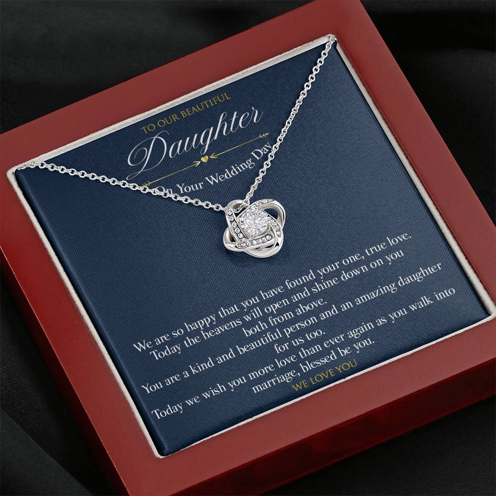 Love knot Gift Message CZ pendant for daughter