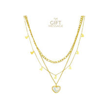 Load image into Gallery viewer, Pearl - Triple layer, love heart necklace
