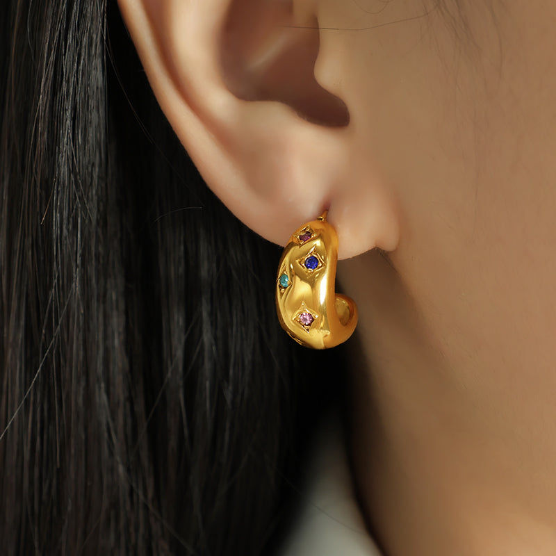 Tia Celestial Huggie Earrings