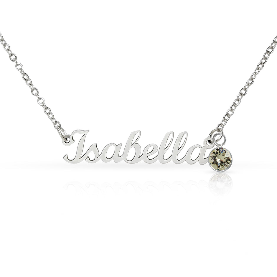 Custom Name Necklace with Birthstone Charm – Personalised Gift for Her