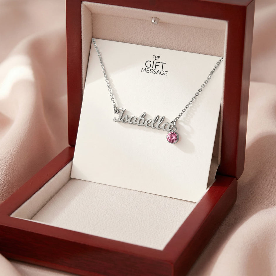 Custom Name Necklace with Birthstone Charm – Personalised Gift for Her
