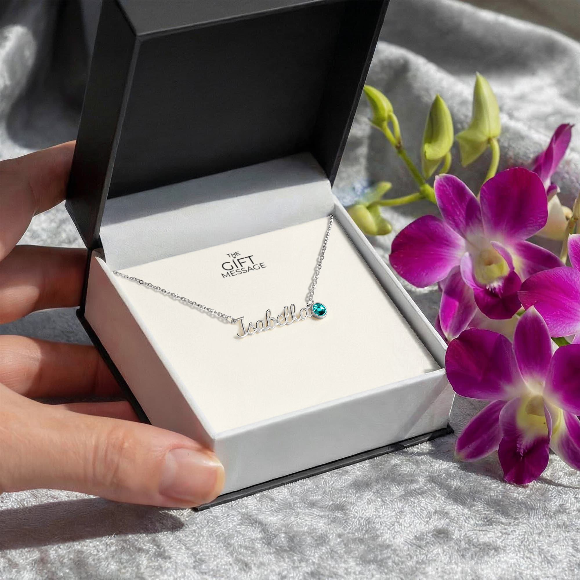 Custom Name Necklace with Birthstone Charm – Personalised Gift for Her