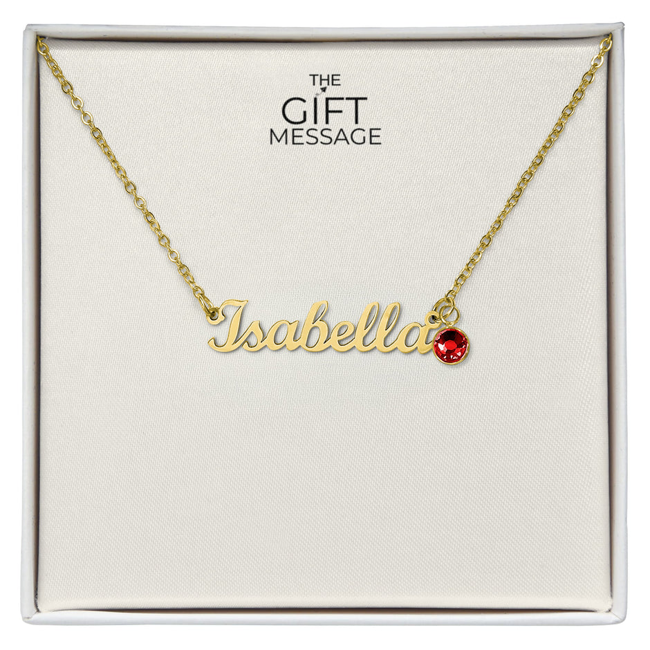 Custom Name Necklace with Birthstone Charm – Personalised Gift for Her