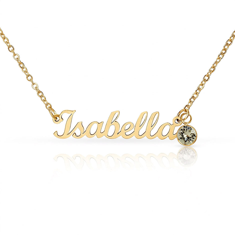Custom Name Necklace with Birthstone Charm – Personalised Gift for Her