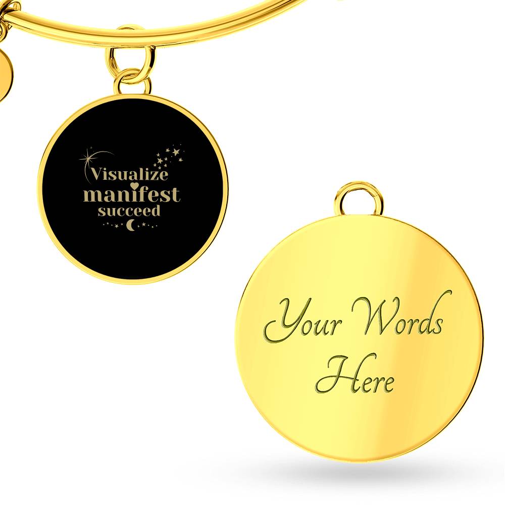 Manifest Success Affirmation Bangle with your Custom Engraved back message