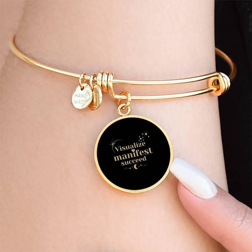 Manifest Success Affirmation Bangle with your Custom Engraved back message