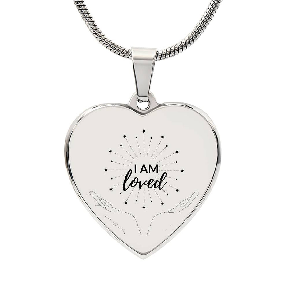 I am Loved Gold Affirmation Pendant, Snake Chain,