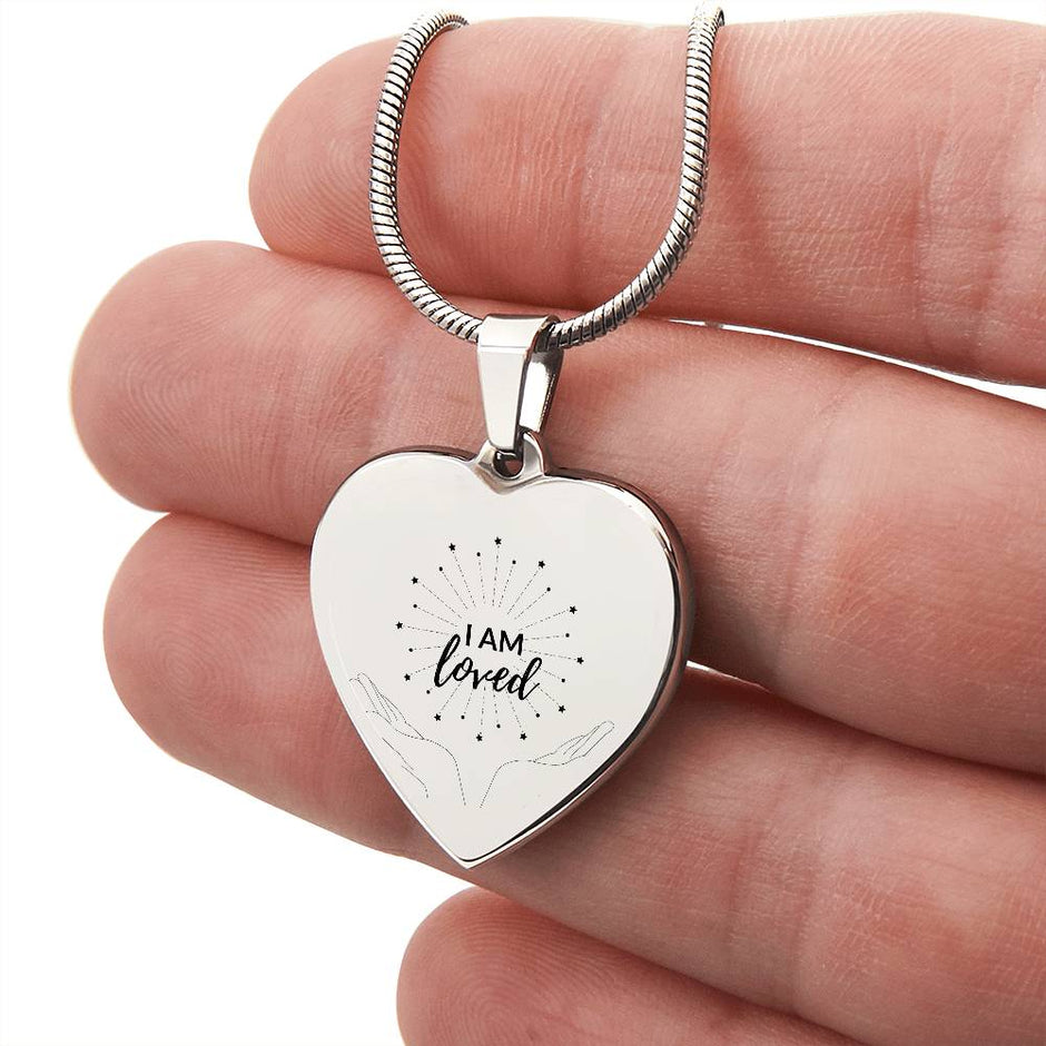 I am Loved Gold Affirmation Pendant, Snake Chain,
