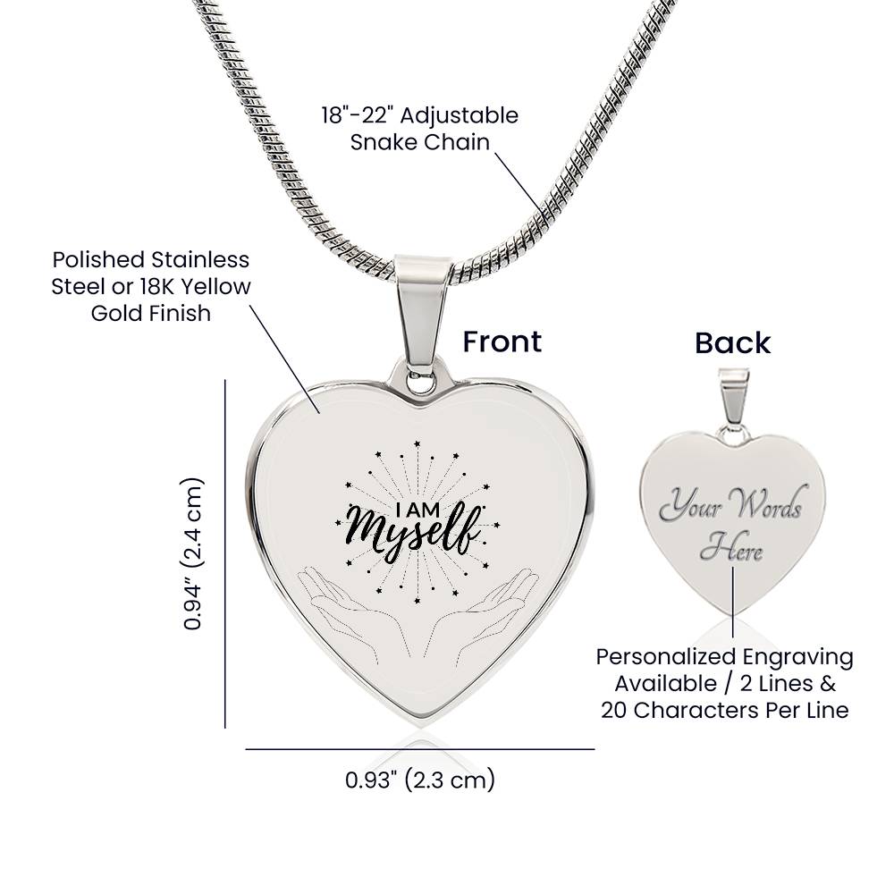 I am Myself, Silver  Affirmation Necklace