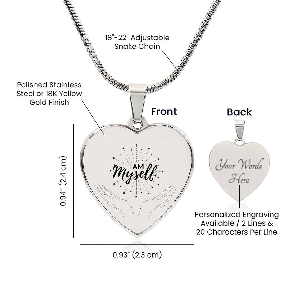 I am Myself, Silver  Affirmation Necklace