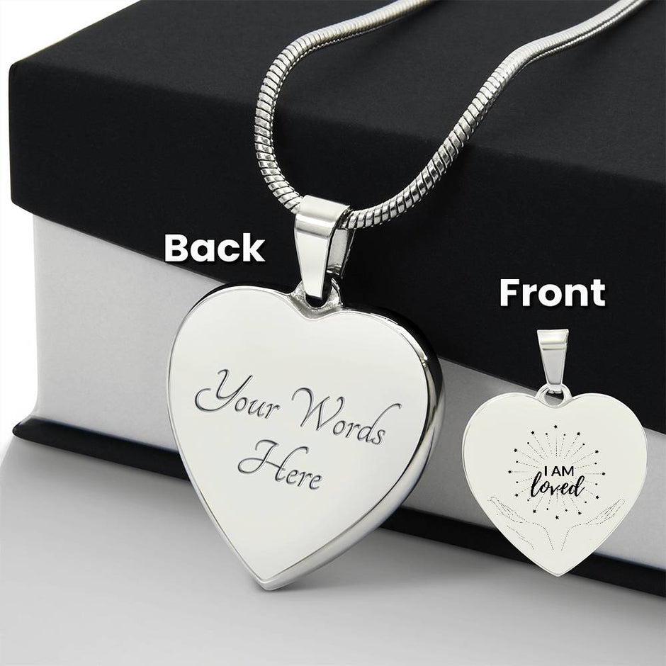 I am Loved Gold Affirmation Pendant, Snake Chain,