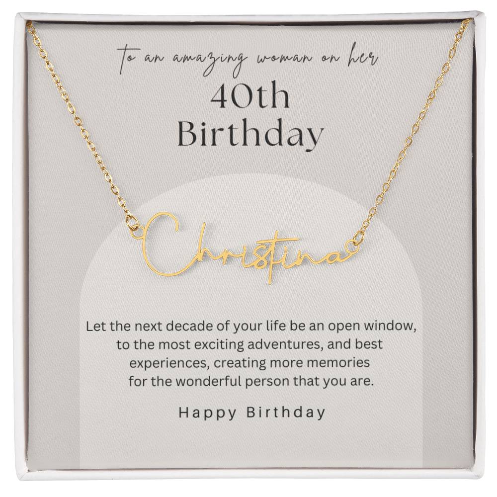 40th birthday name necklace