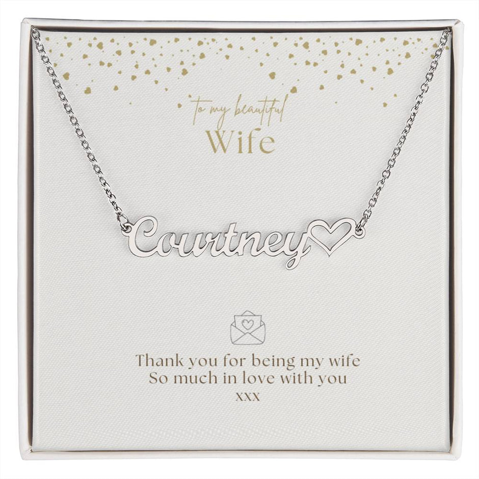 Valentine Wife's Name heart necklace