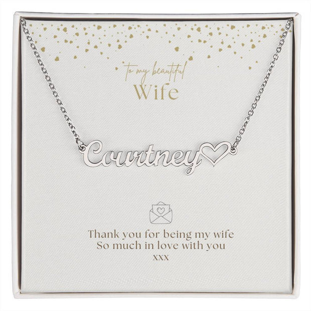 Valentine Wife's Name heart necklace