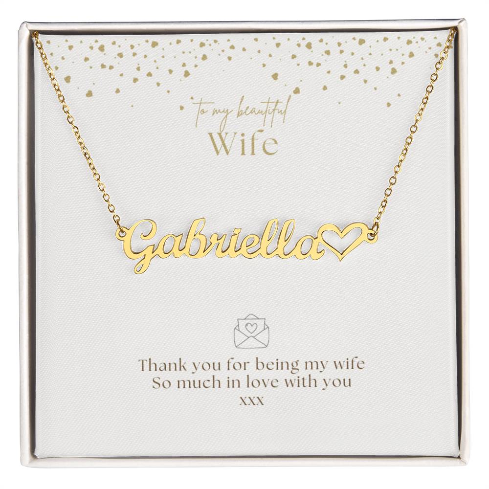 Valentine wife name heart necklace