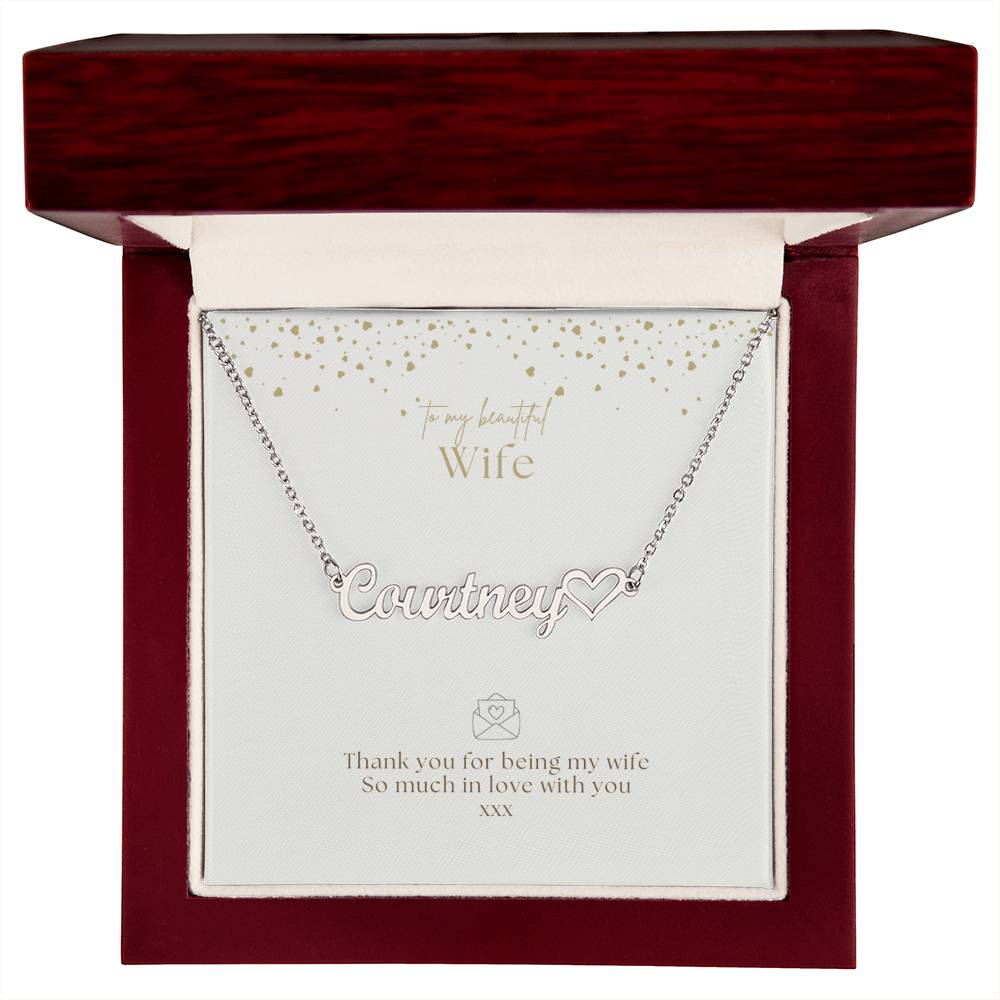 Valentine Wife's Name heart necklace