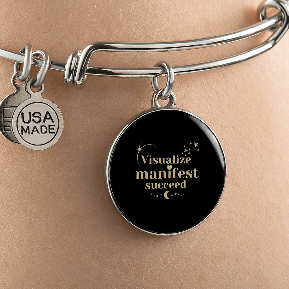 Manifest Success Affirmation Bangle with your Custom Engraved back message