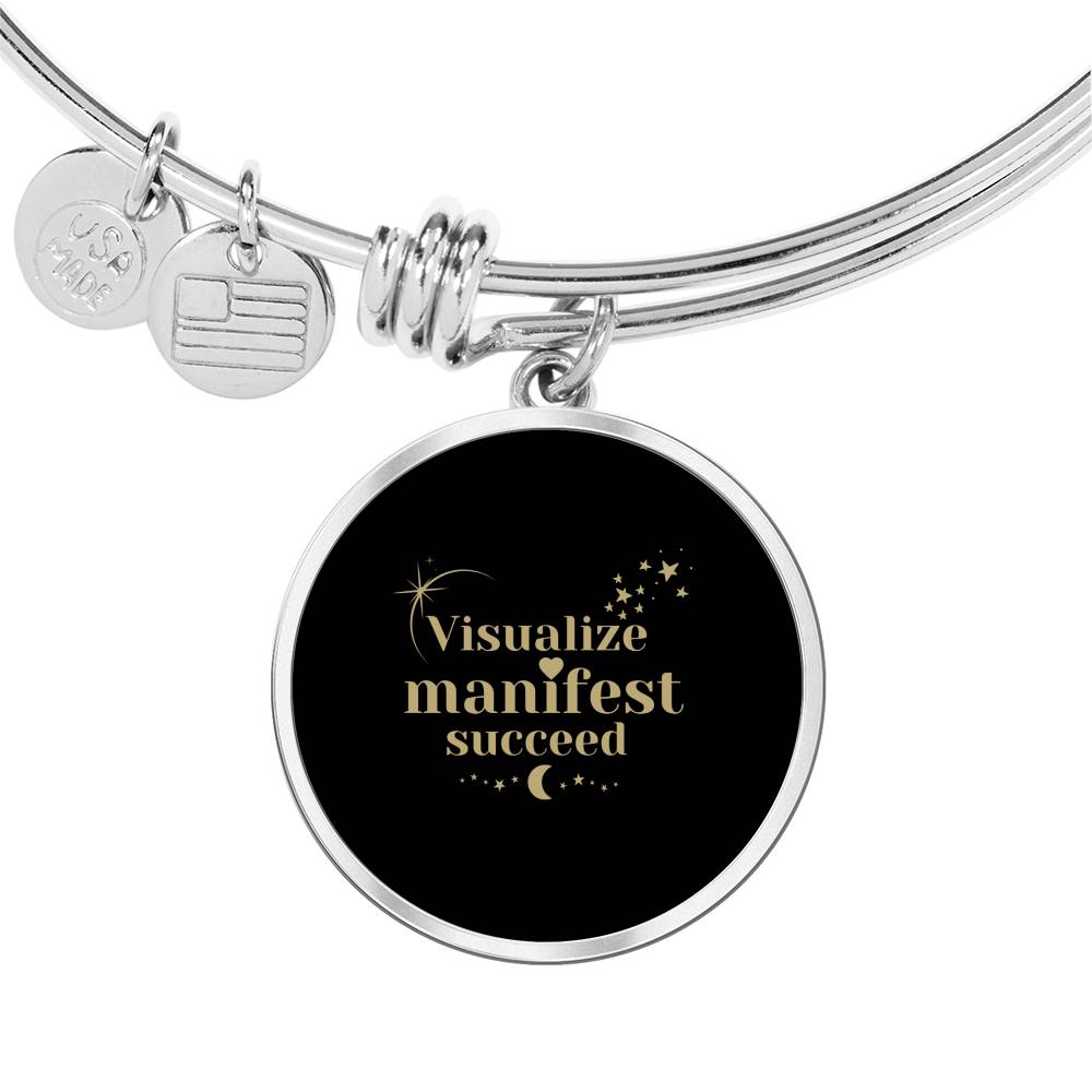 Manifest Success Affirmation Bangle with your Custom Engraved back message