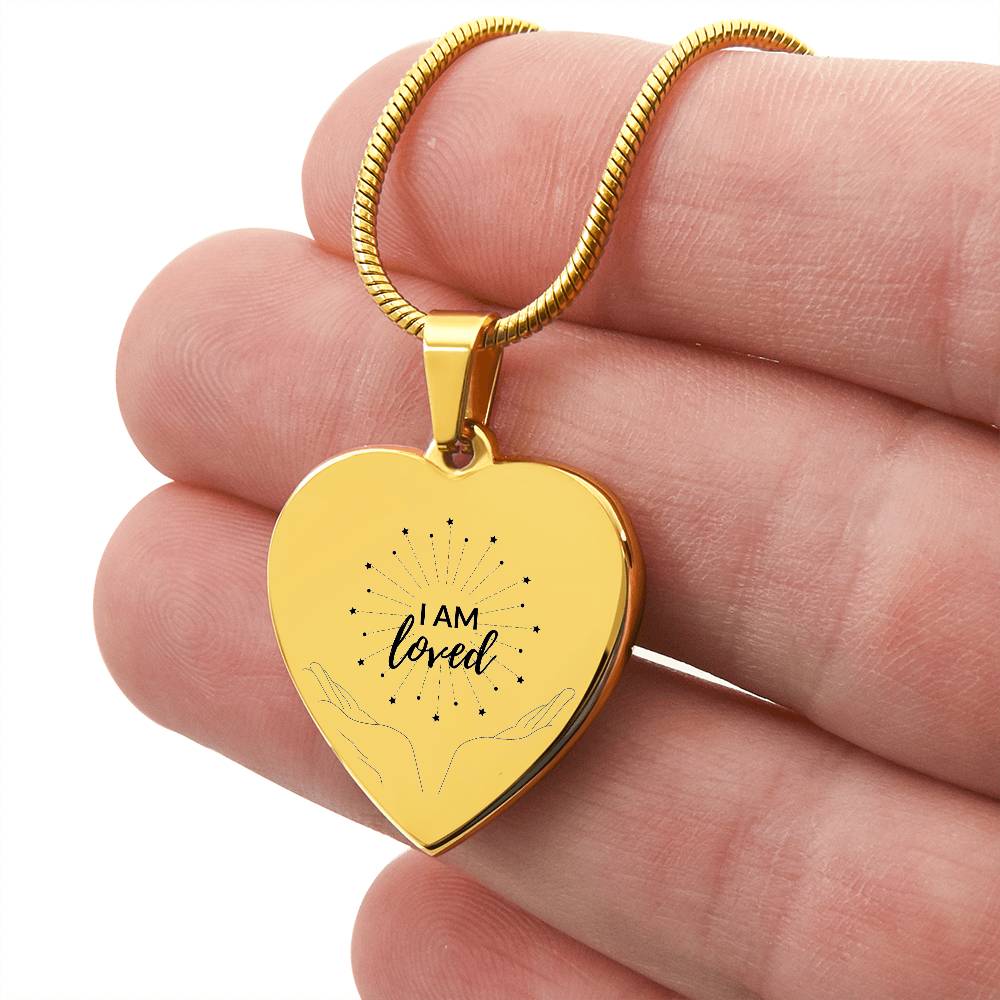 I am Loved Gold Affirmation Pendant, Snake Chain,