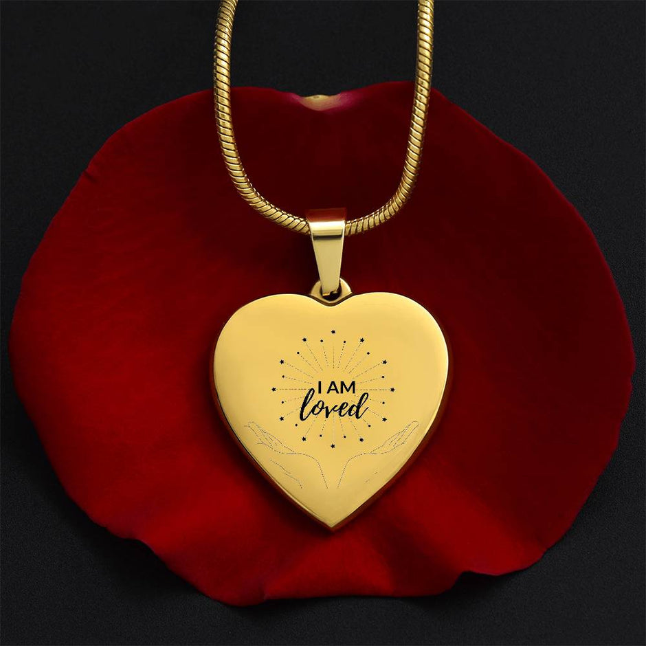 I am Loved Gold Affirmation Pendant, Snake Chain,