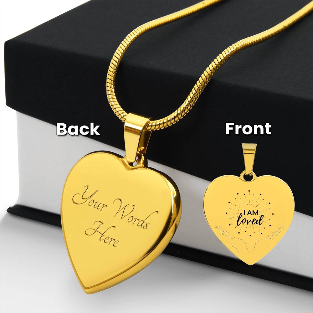 I am Loved Gold Affirmation Pendant, Snake Chain,