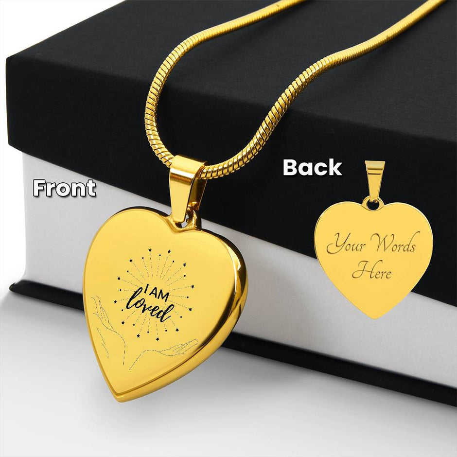 I am Loved Gold Affirmation Pendant, Snake Chain,