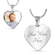 Peronalised  Photo Gift Message Heart Pendant with Engraved back