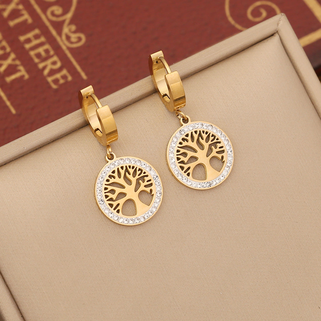 Gold Tree of Life Necklace and Earrings set