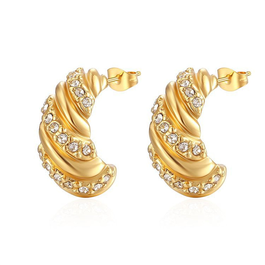 René Retro Gold Huggie earrings